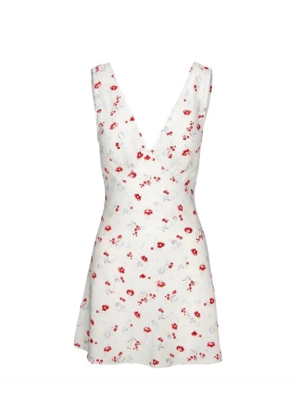 Realisation Par White Mini Dress with Red Floral Print